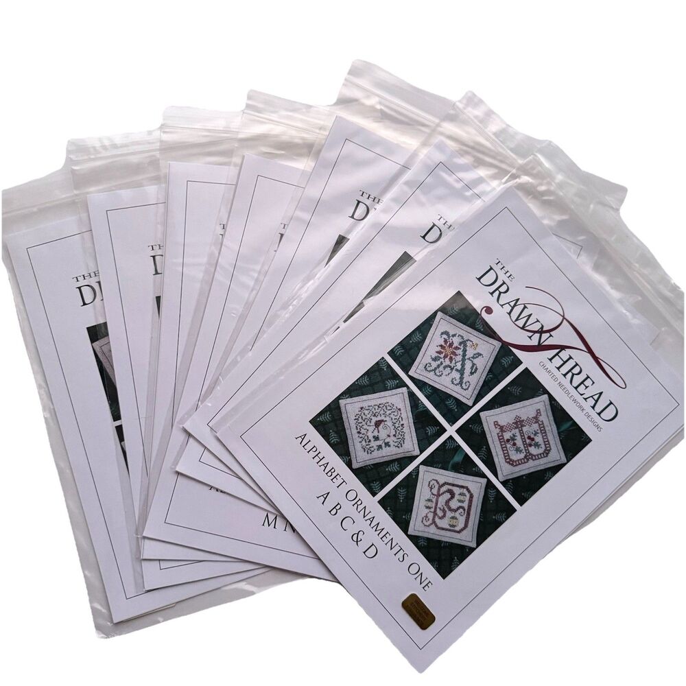 The Drawn Thread Cross Stitch COMPLETE ALPHABET Ornament Charts A-Z Patterns